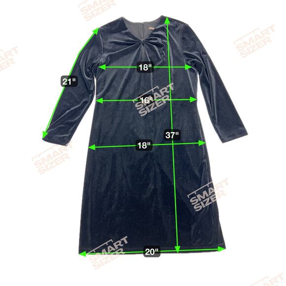 J. McLaughlin Black Ellie Velour A-Line Shift Dress Knot Ruched V-Neck Size M - Picture 6 of 11